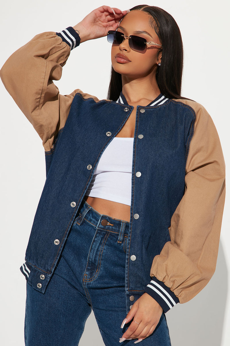 Back In Style Bomber Jacket - Denim, Fashion Nova, Jackets & Coats