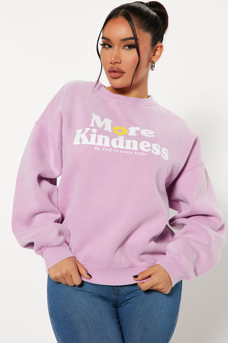 More Kindness Washed Sweatshirt - | | Nova, Screens Fashion and Nova Tops Bottoms Lilac Fashion