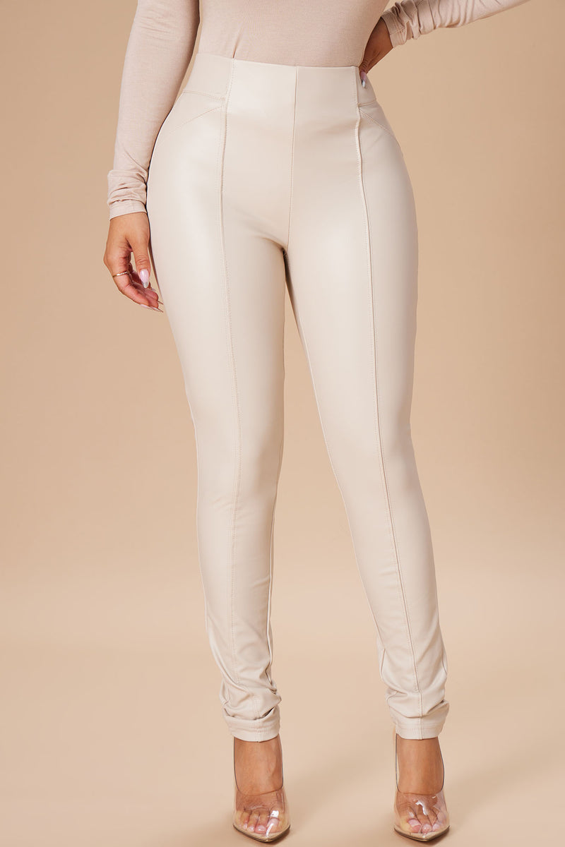 New Look Faux Leather Pant Leggings In Cream-white