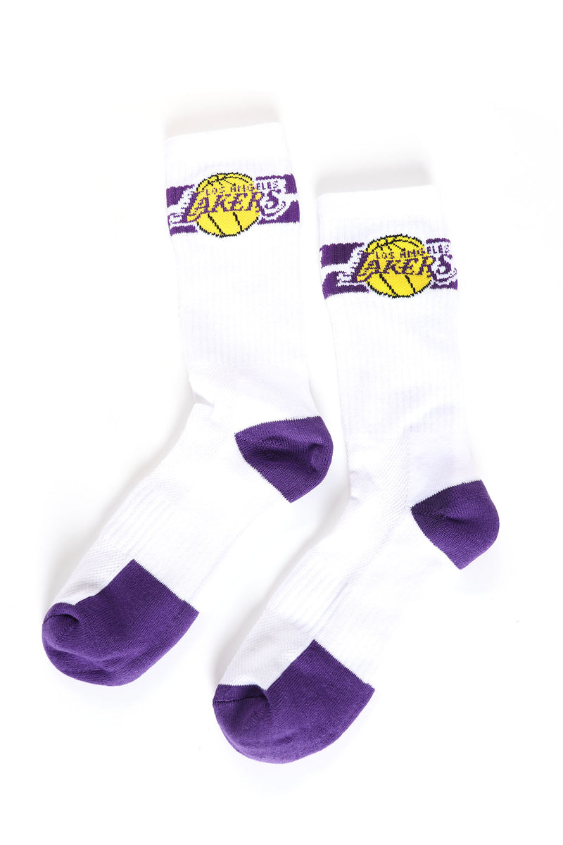 Women's Los Angeles Lakers Socks in White by Fashion Nova