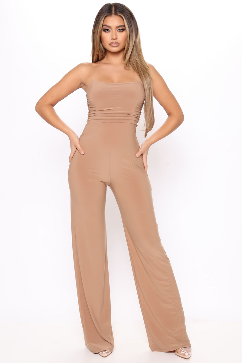 Tie Me Right Ribbed Jumpsuit - Taupe