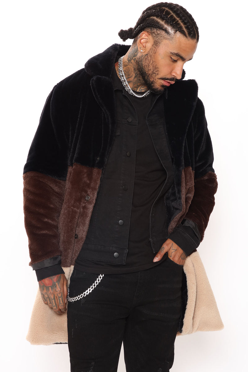 Cole Long Fur Coat - Black, Fashion Nova, Mens Jackets