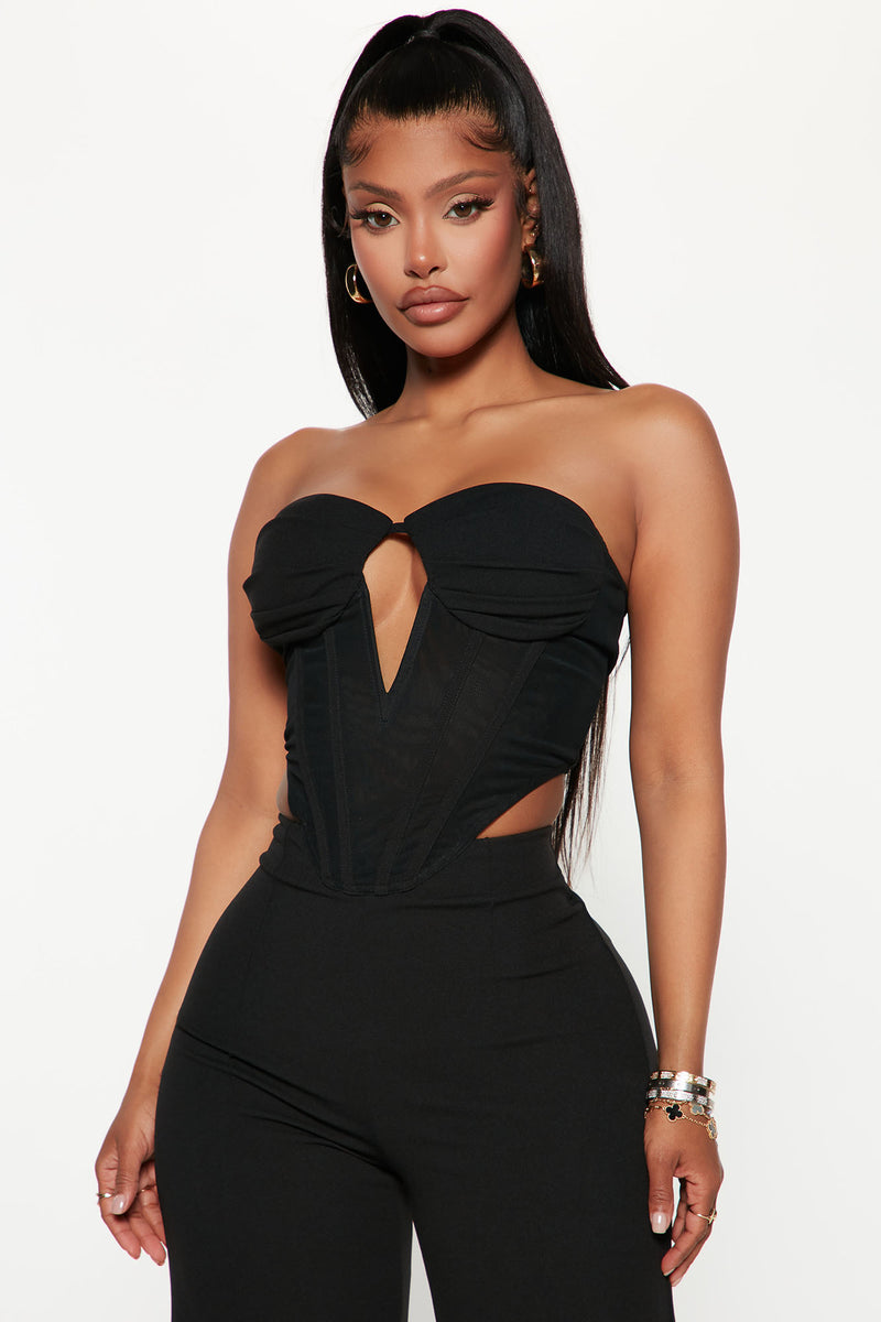Maternity Black Knitted Corset Strappy Jumpsuit