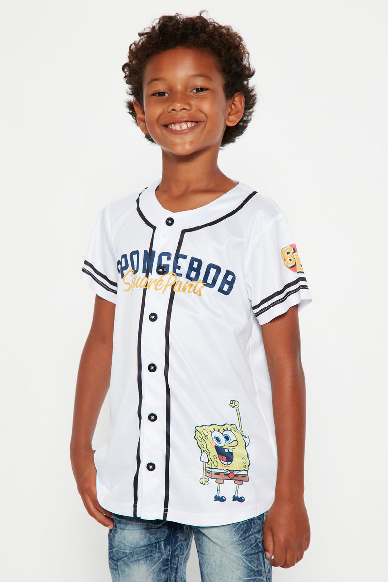 Mini Spongebob and Patrick Baseball Jersey in White Size 4/5 by Fashion Nova