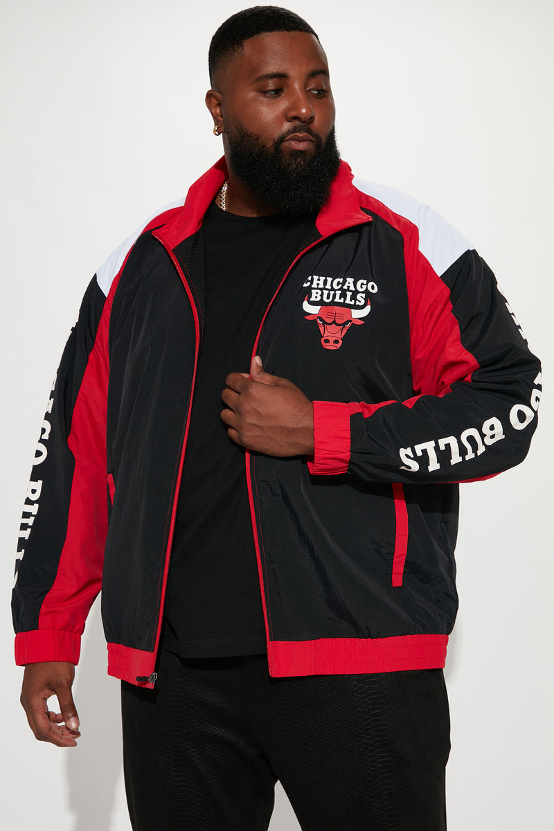 Chicago Bulls NBA Mens Bomber Jackets Black Red Color Block Pockets Full  Zip M
