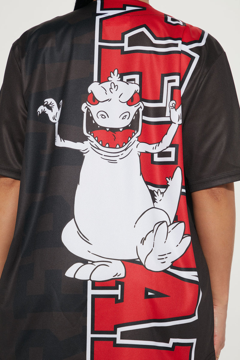 Reptar Front And Back Screen Jersey Tee - Black