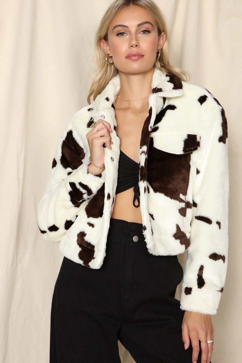 Jamie Cow Print Trucker Jacket - White/combo | Fashion Nova, Nova
