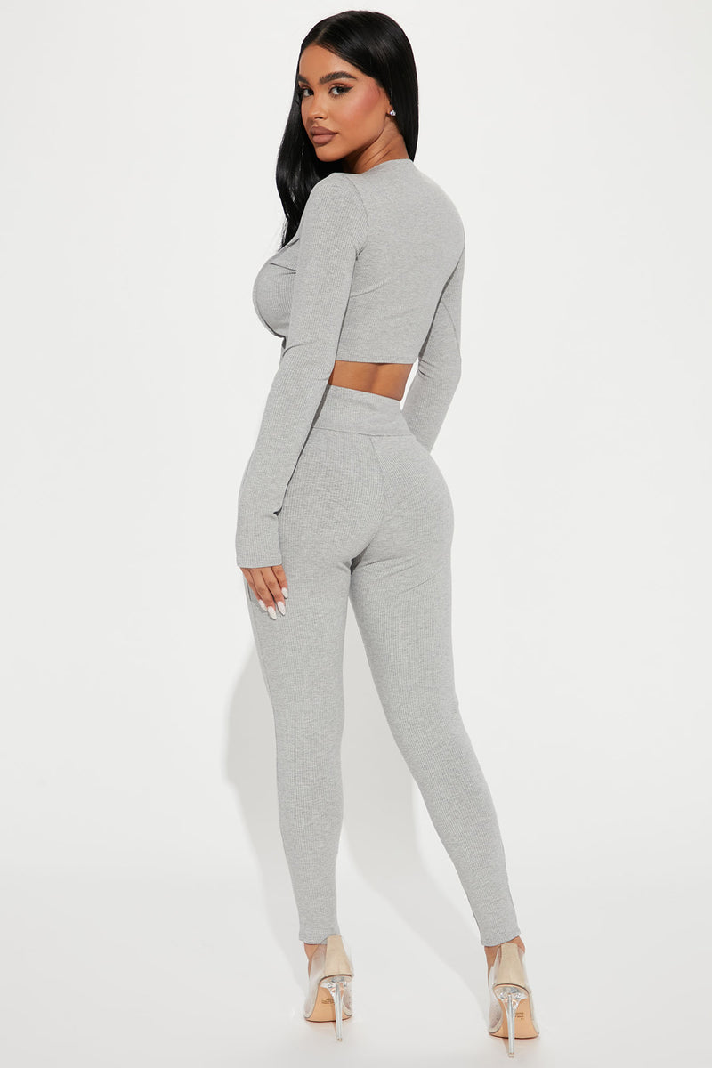 Lacey Snatched Legging Set - Heather Grey, Fashion Nova, Matching Sets