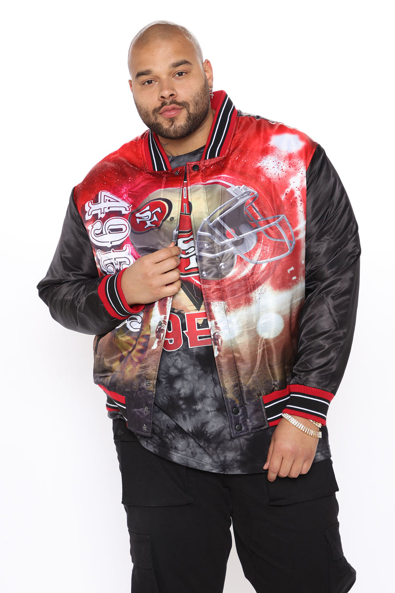 49ers Letterman Jacket - Black/Red, Fashion Nova, Jackets & Coats