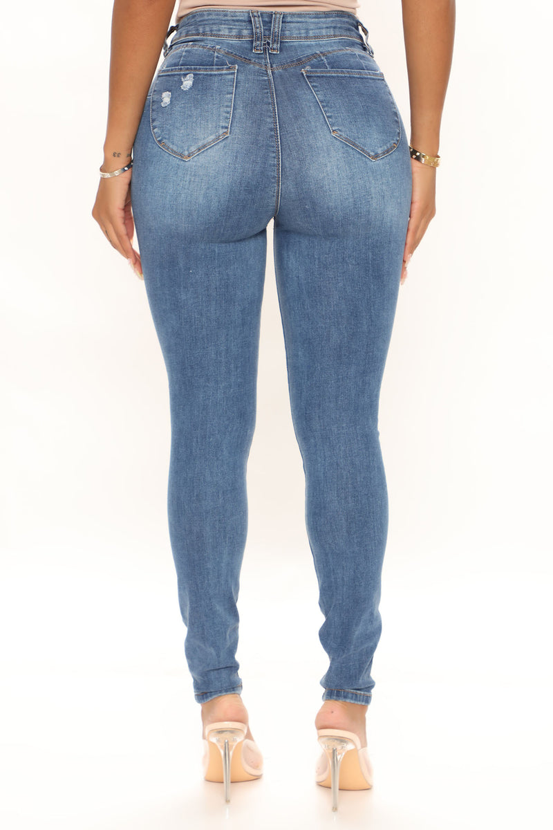 Kelly Ripped Tinted Stretch Skinny Jeans - Dark Denim
