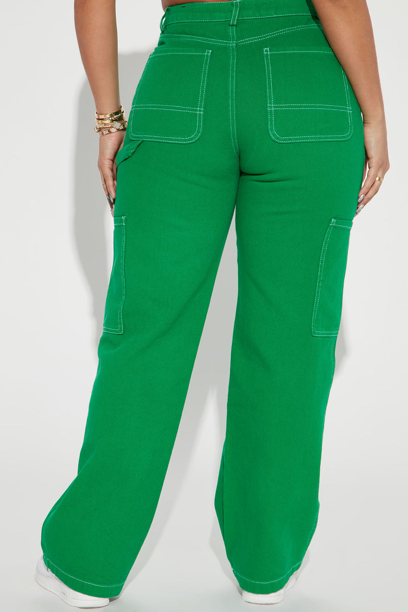 Take A Risk High Rise Utility Jean Green Fashion Nova Jeans Fashion Nova 