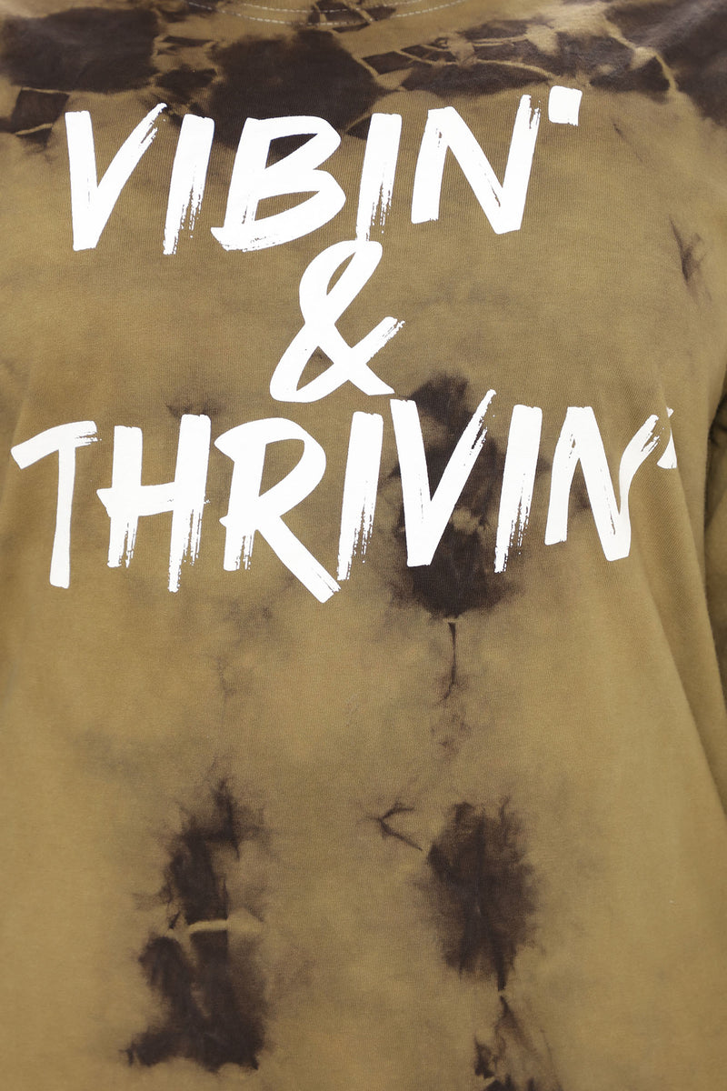Positive Vibin Tie Dye Long Sleeve Top Olivecombo Fashion Nova Screens Tops And Bottoms 