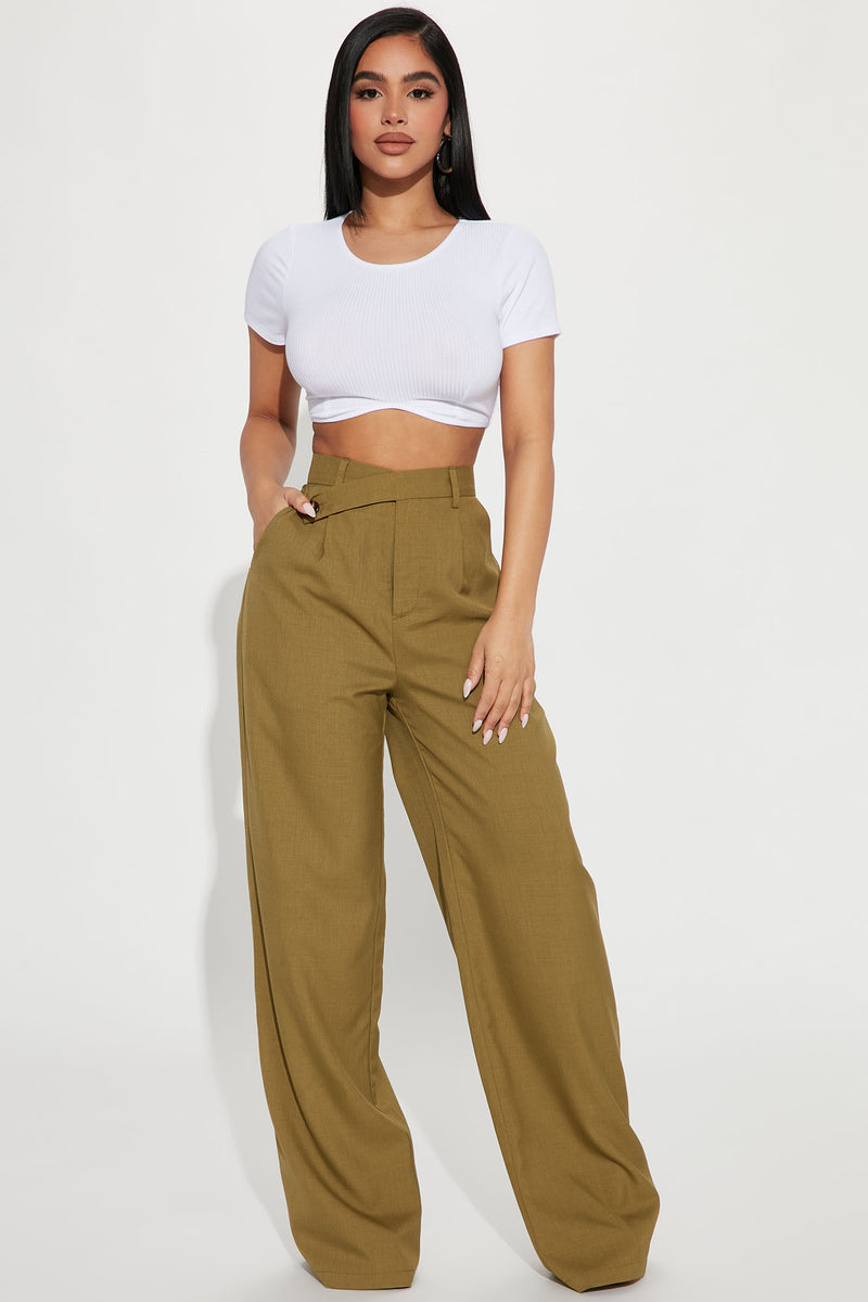 Karli Wide Leg Pant - Chartreuse