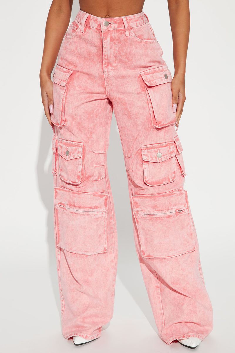 Pink Multi-Pocket Cargo Jeans | Hanni - Newjeans M