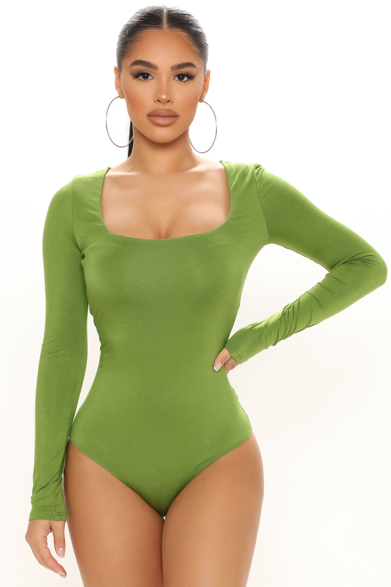 Anything But Square Long Sleeve Bodysuit - Green