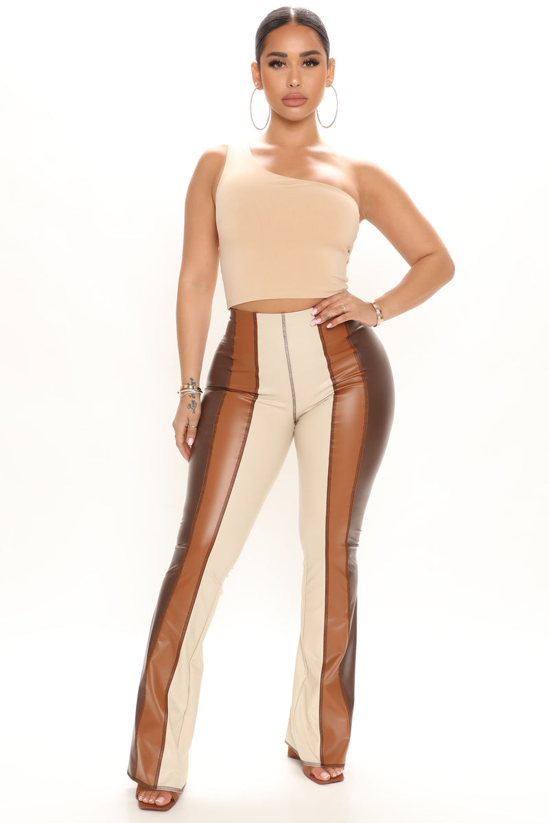 Choose Your Flavor Flare Pants 33 - Brown Combo | Fashion Nova