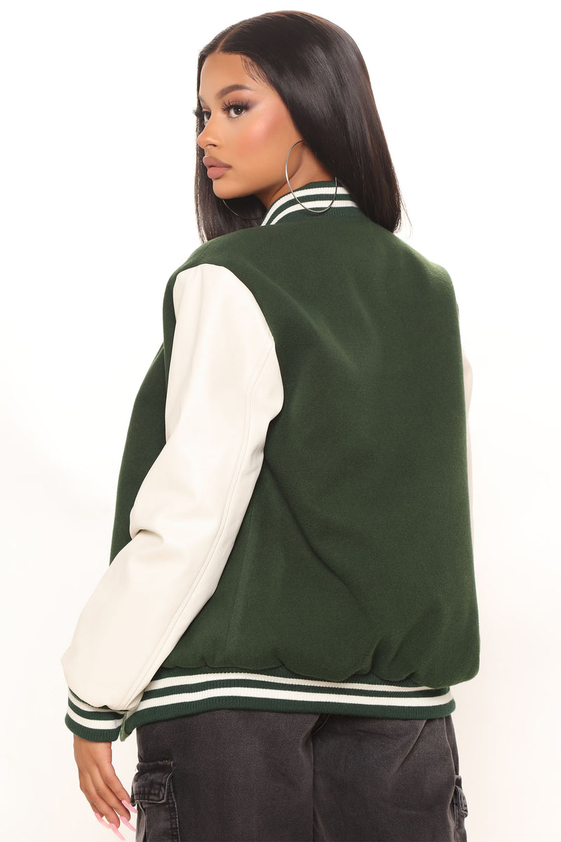 Walk The Hallways Varsity Jacket - Green/combo, Fashion Nova, Outerwear
