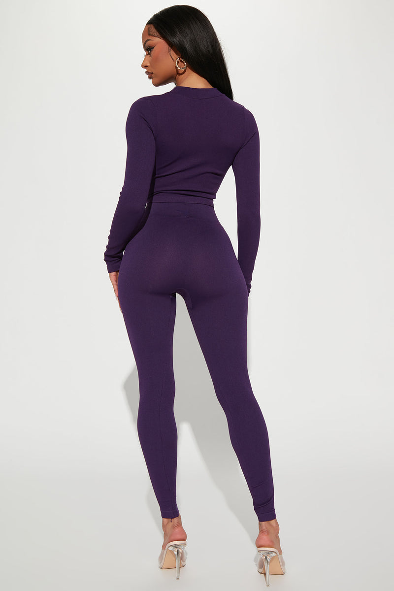 Superset Curved Waist Seamless Leggings in Purple