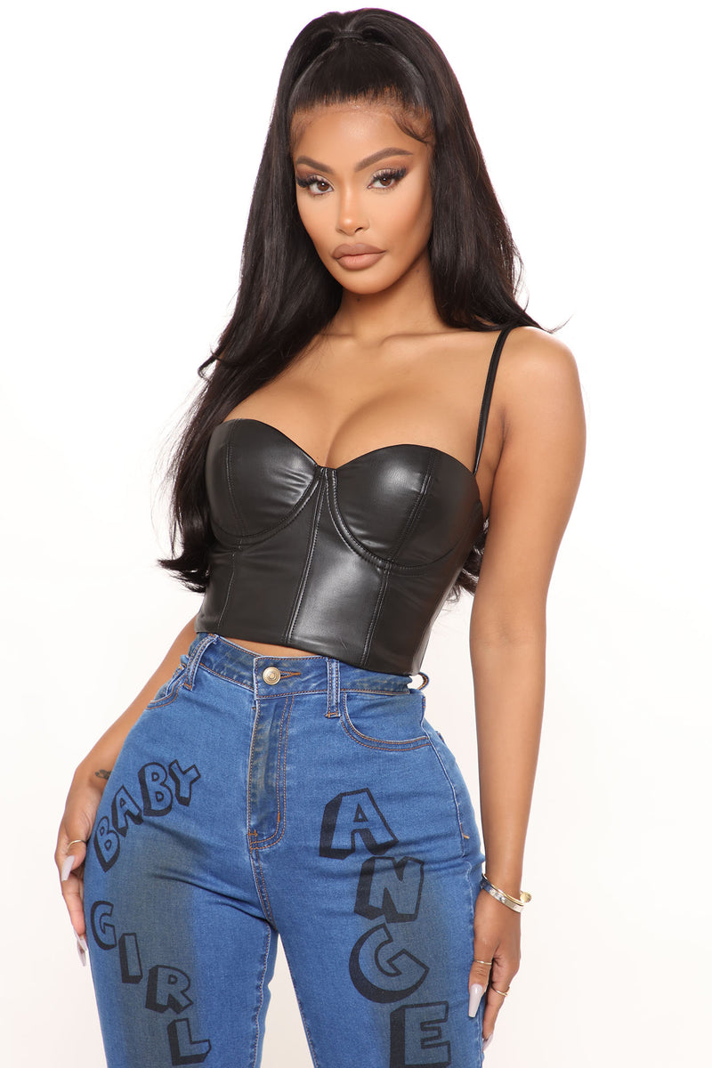 Bae For Tonight Faux Leather Corset Top - White