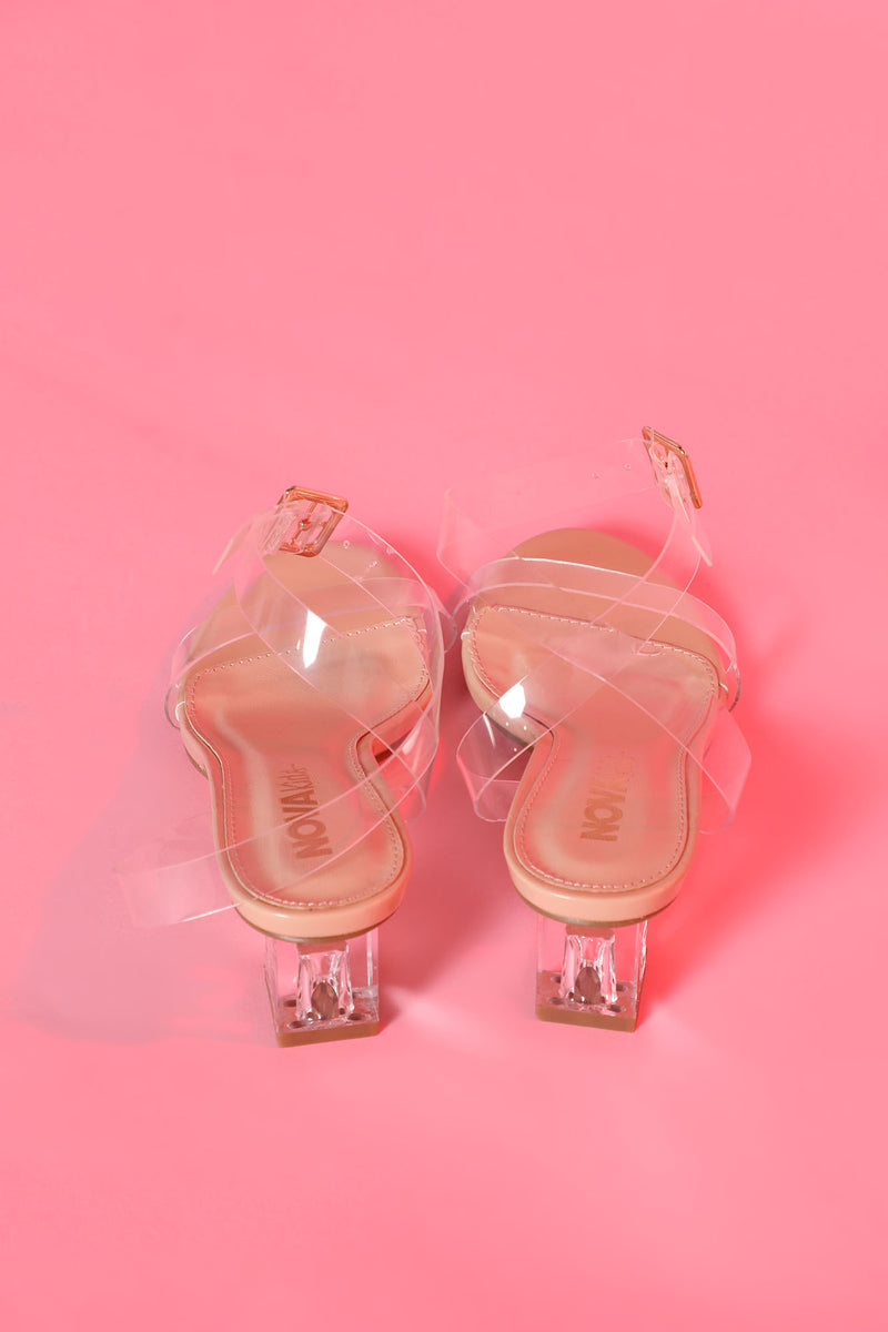 Fashion Nova “The Glass Slipper” Rose Gold Transparent Heel Size 5.5 clear  pumps