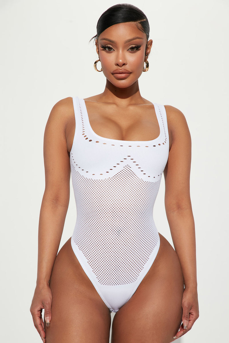 Sonya Low Back Snatched Bodysuit - White, Fashion Nova, Bodysuits