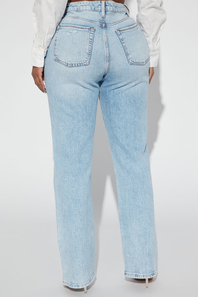 Kiss And Tell High Rise Low Stretch Straight Leg Jeans - Light