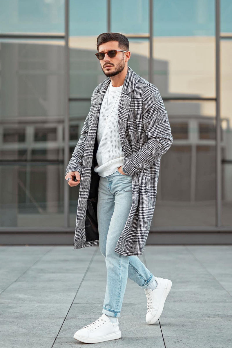 Dustin Herringbone Car Coat - Grey | Fashion Nova, Mens Jackets