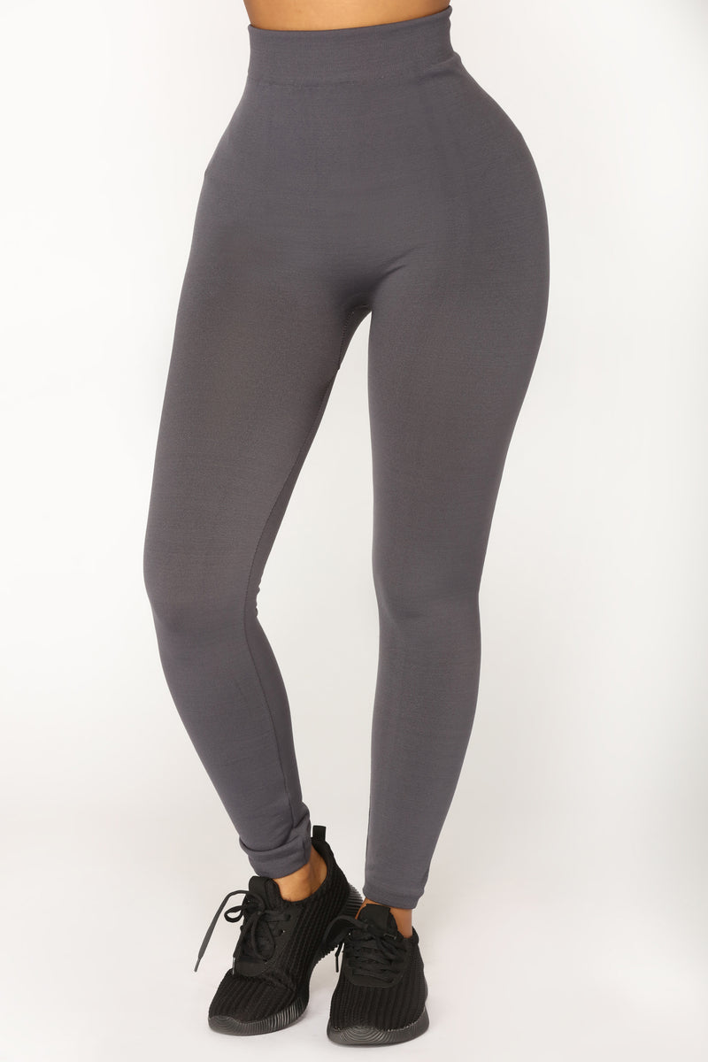 Petite Charcoal Snatched Rib Seamless Leggings