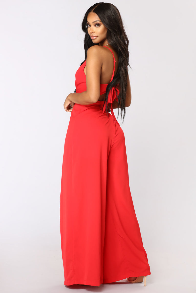 Strike A Pose Tie Jumpsuit Red Fashion Nova Jumpsuits Fashion Nova 0509