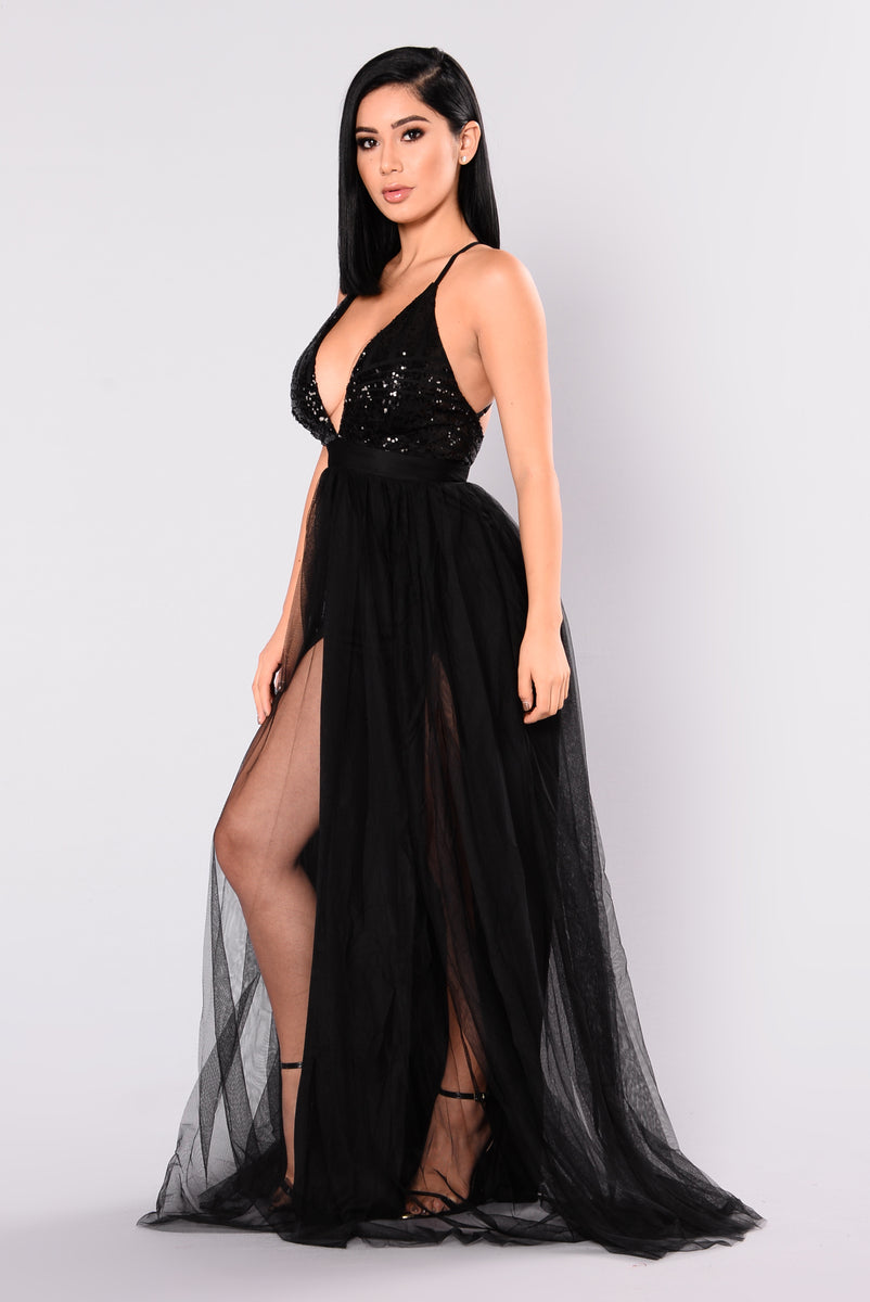 Majestic Sequin Dress - Black, Fashion Nova, Dresses