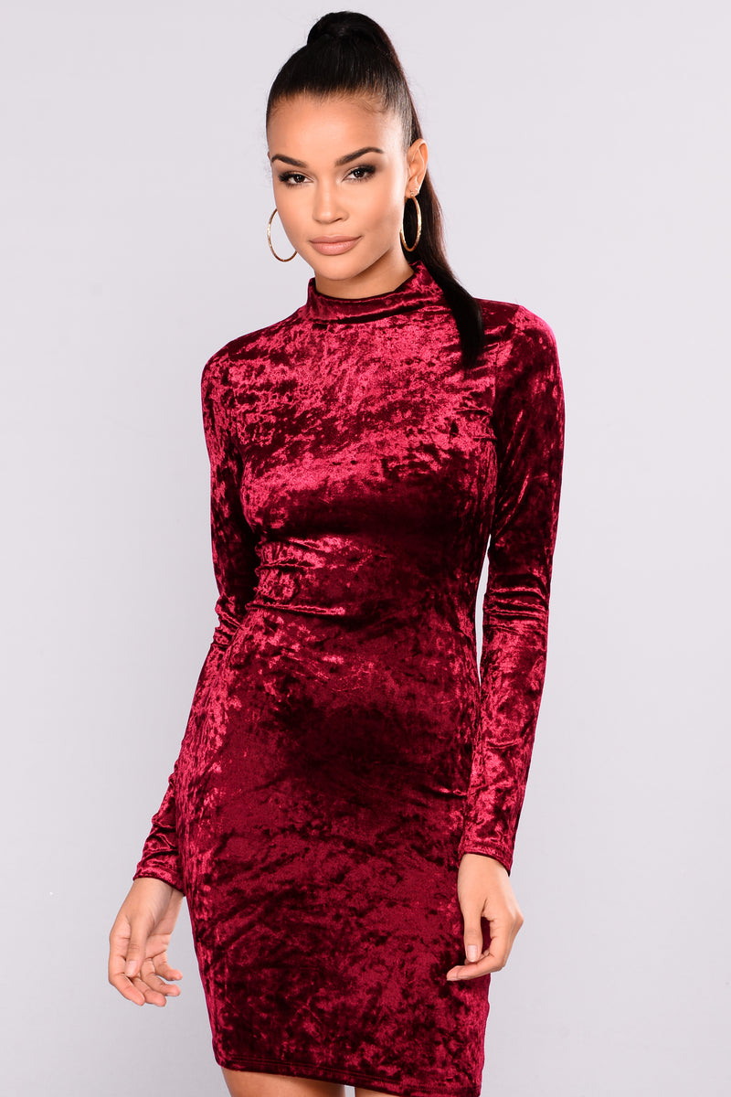 Burgundy velvet clearance dress fashion nova