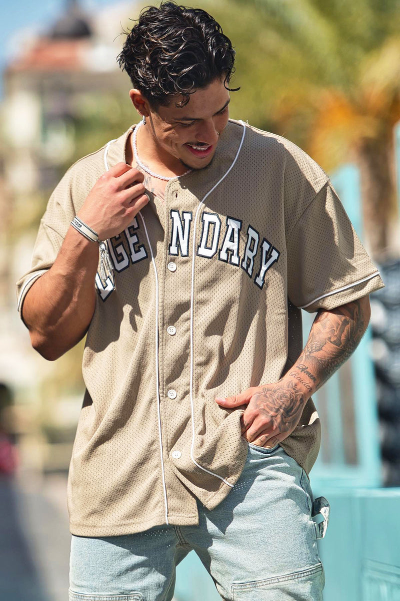 Men's New York Black Yankees Baseball Jersey in Cream Size XL by Fashion Nova