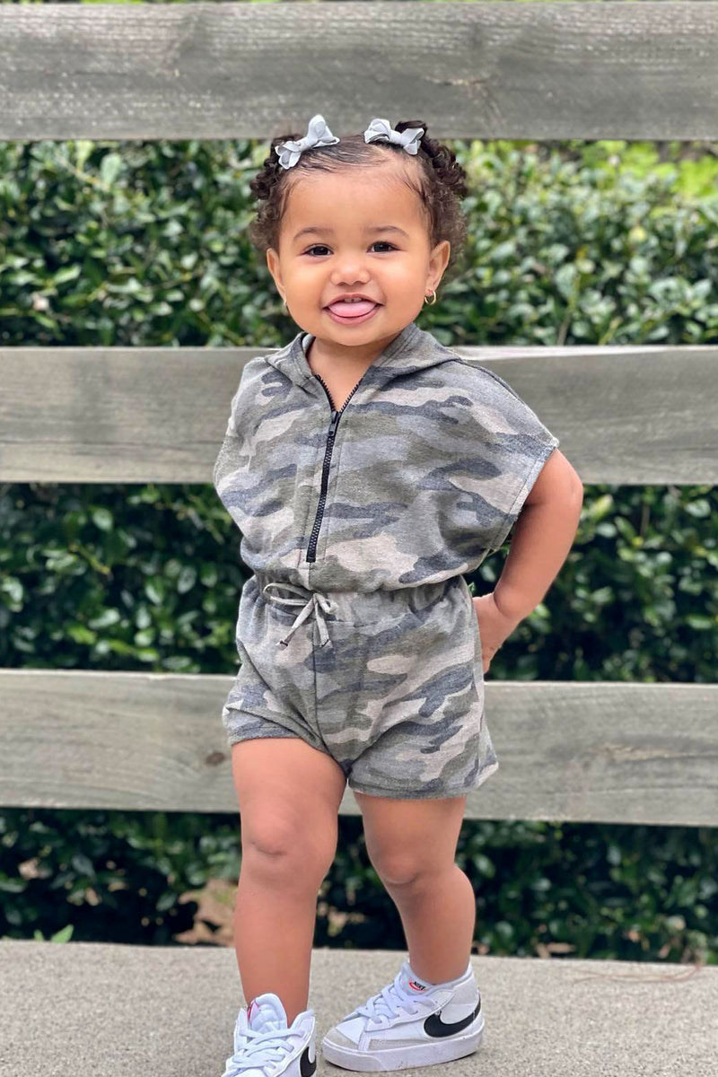 Girls best sale camo romper