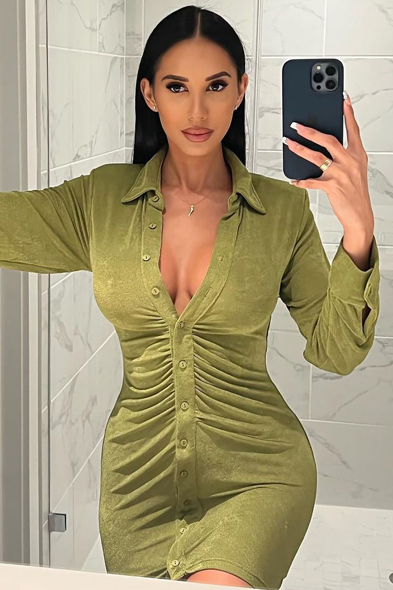 Olive Green Shirt Dress