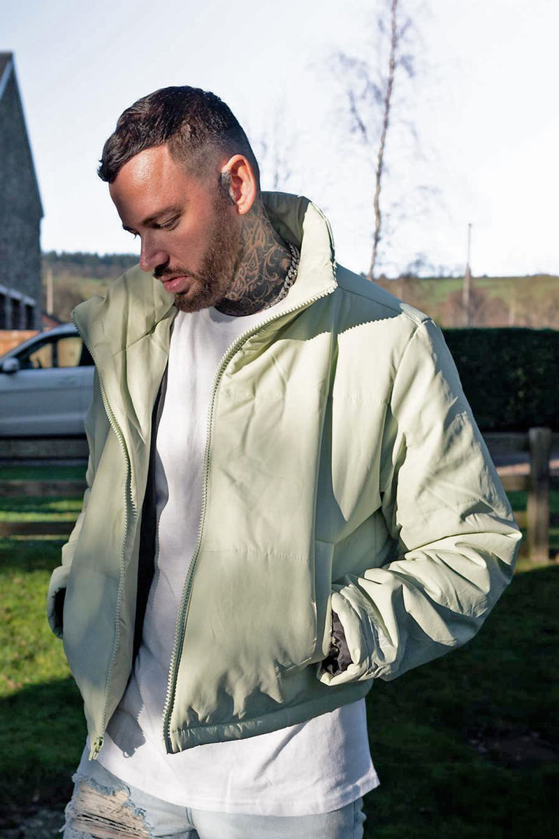 Cropped Puffer Jacket - Green/combo, Fashion Nova, Mens Jackets