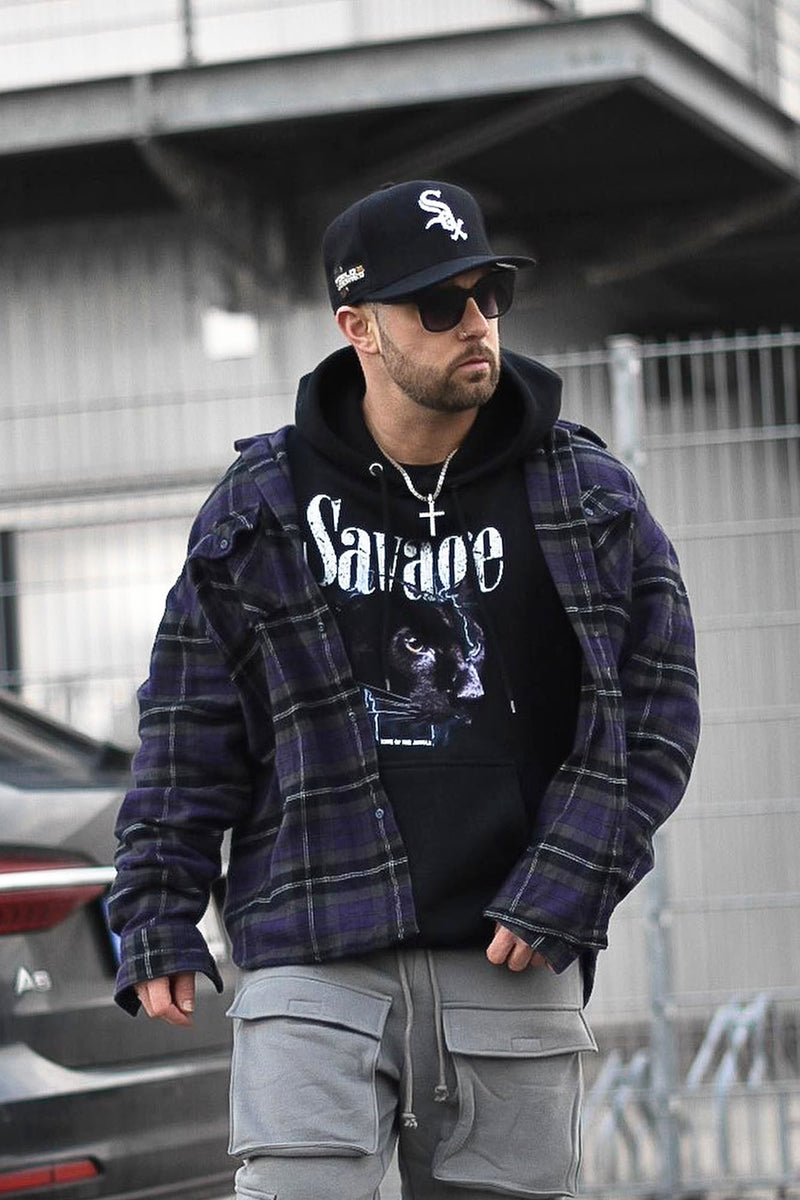 Out For The Night Flannel Long Sleeve Woven Top - Purple/combo