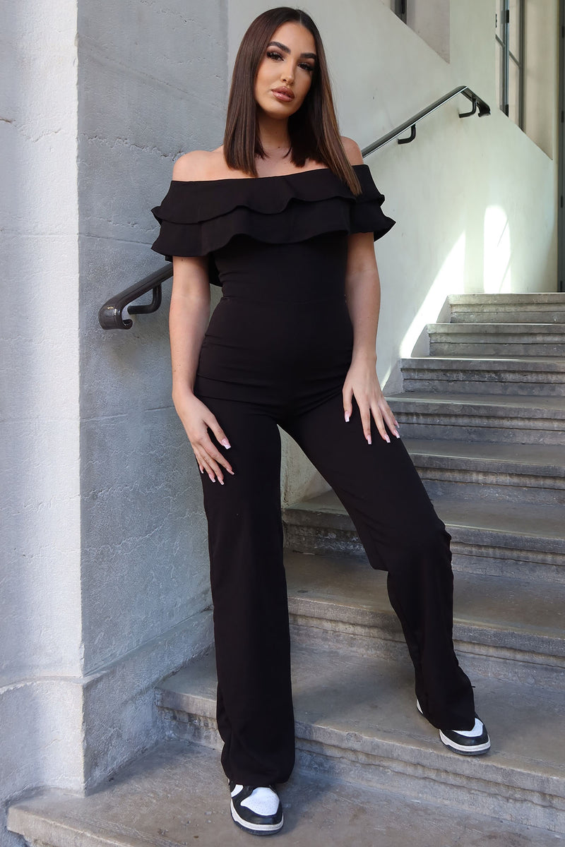 Ready To Ruffle Jumpsuit - Black