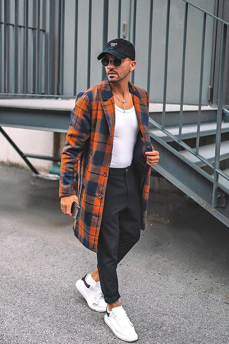 Smart Guy Overcoat - Rust/Combo, Fashion Nova, Mens Jackets