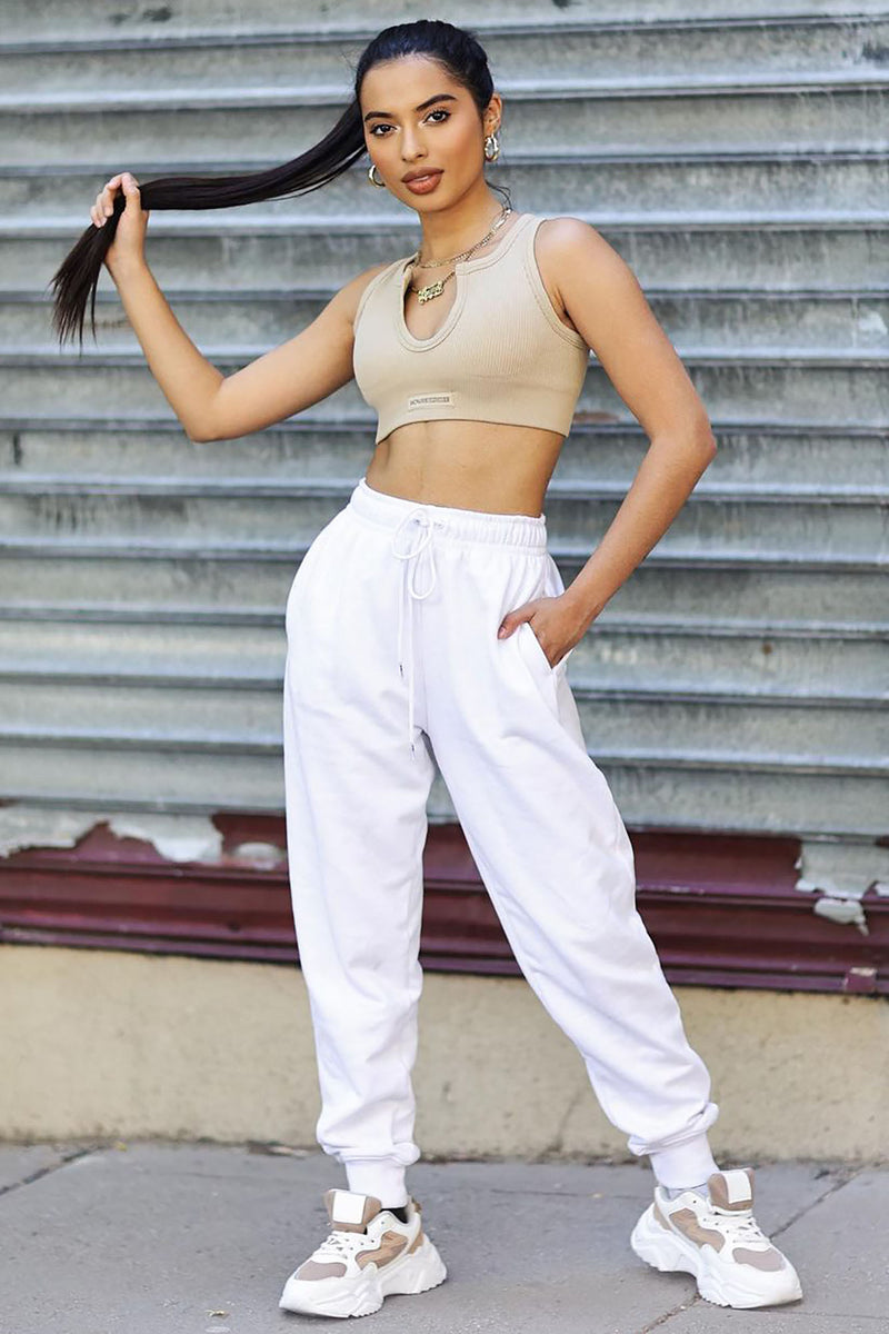 White sweatpants fashion online nova