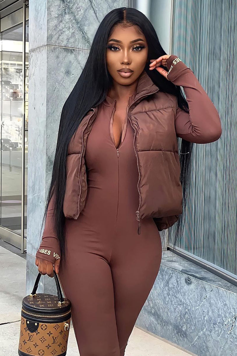 The Best Vibe Jumpsuit - Brown