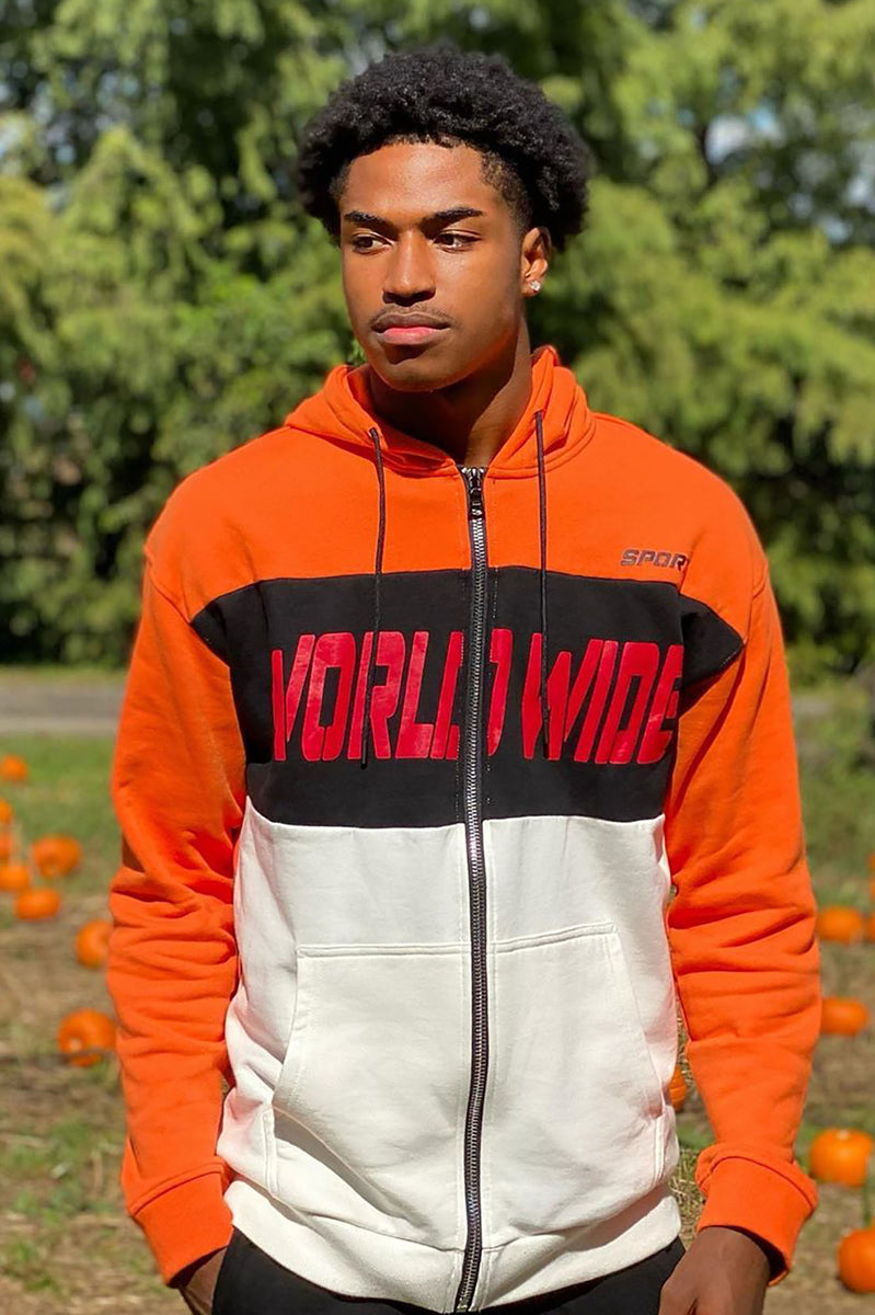 Worldwide Sport Hoodie Orange combo Fashion Nova Mens Fleece