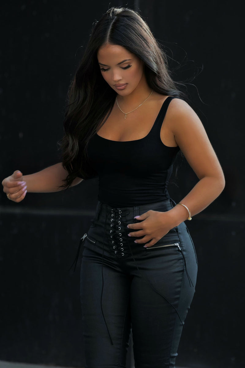 Womens Wherever Or Whenever Tank Top in Black Size 1X by Fashion Nova