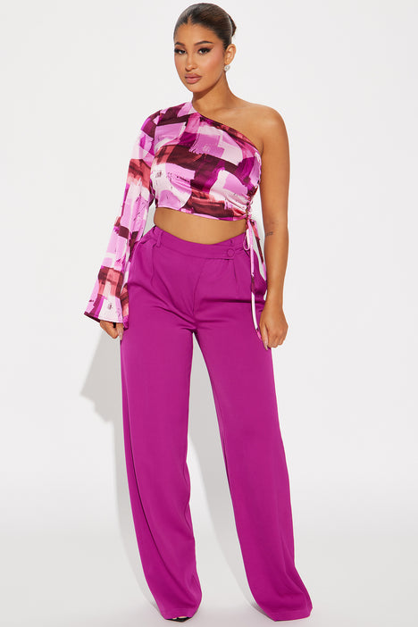 Josephine Plunge Neck Top - Fuchsia