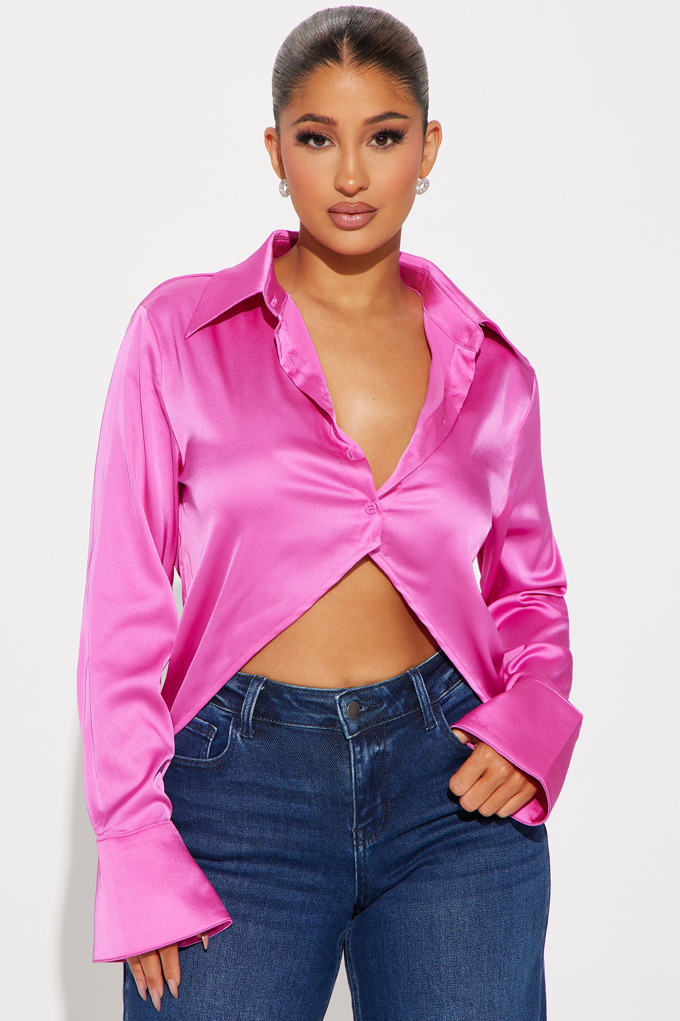 In Bloom Satin Corset Top - Pink/combo, Fashion Nova, Shirts & Blouses