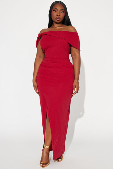 Fashion Nova Luxe Red Sequin Front Split Flowy Maxi Dress Size 3X