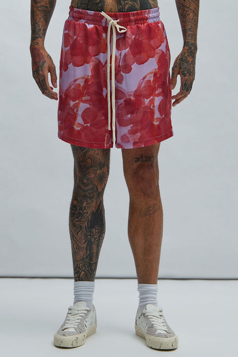 Men's Fairlane Foliage Shorts Combo in Red Size Large by Fashion Nova | Fashion Nova