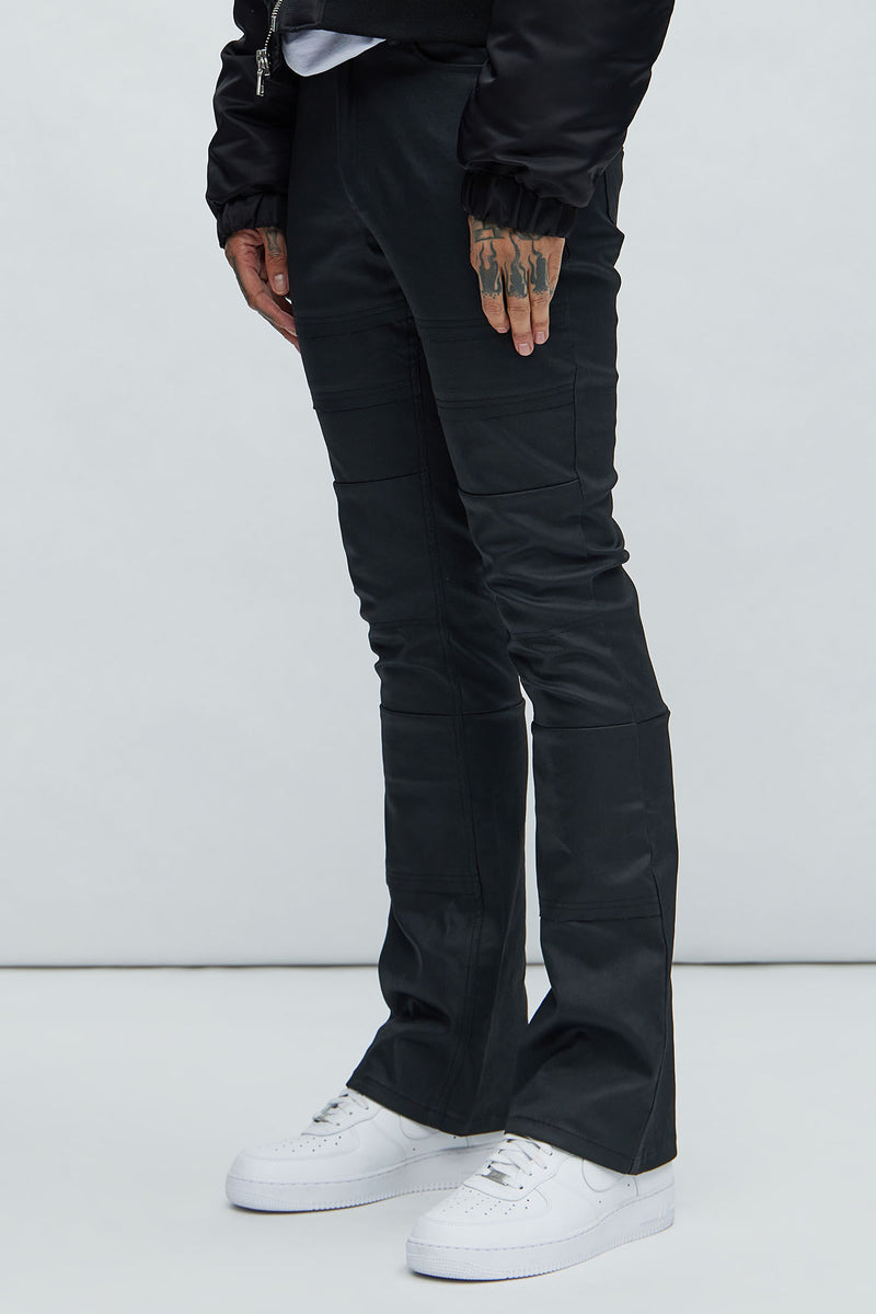 Saqqara Waxed Stacked Slim Flare Jeans - Black | Fashion Nova, Mens ...