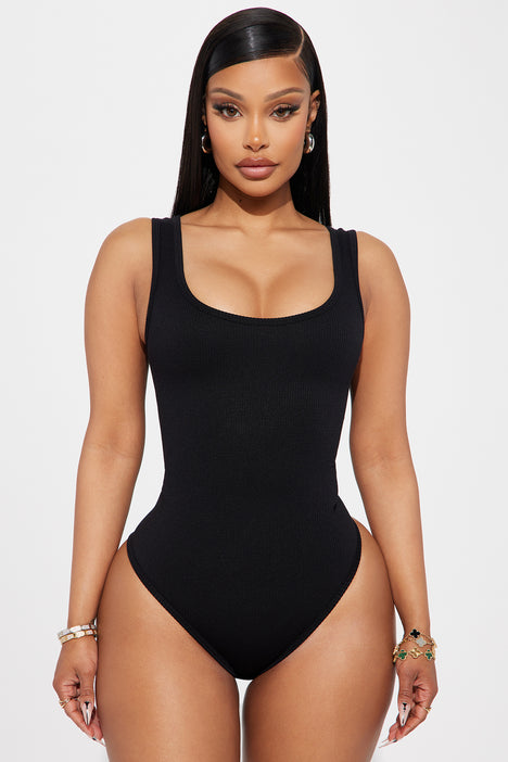 Rib Zipper Bodysuit -- Noir