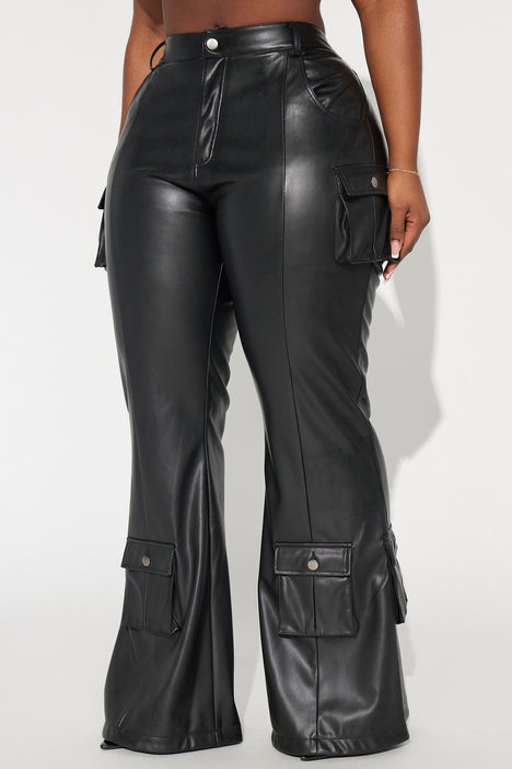 Toxic Girlfriend Faux Leather Flare Pant - Black