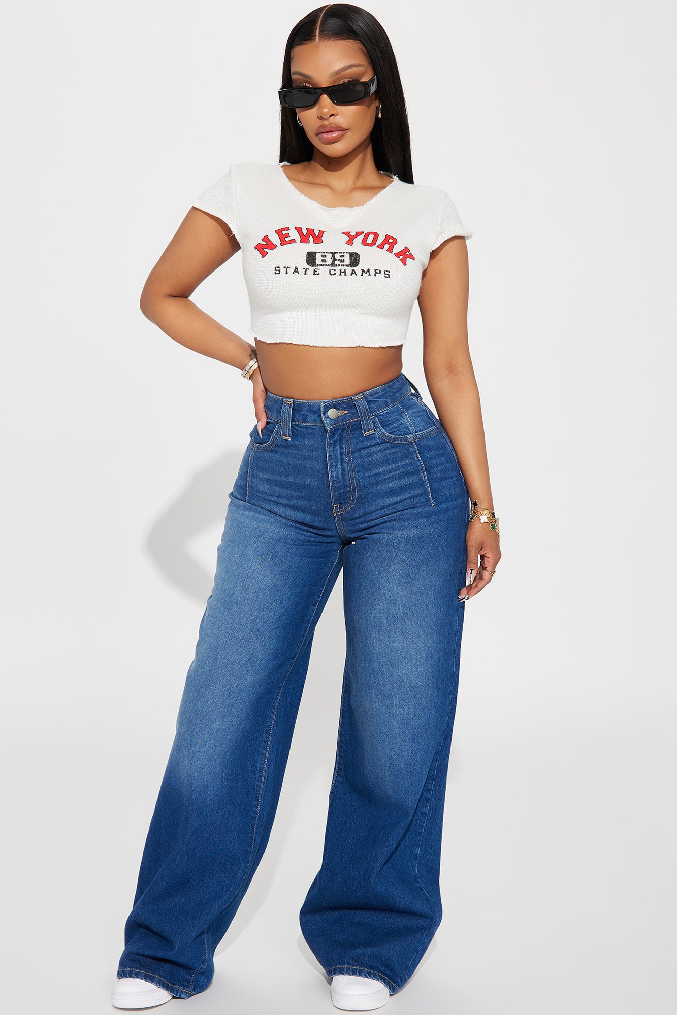 Nova 90's Vintage Stretch Wide Leg Jeans - Light Wash